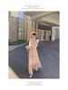 Women's Floral Chiffon Puff Sleeve Dress - French Square Neck, Spring/Autumn Fairy Mori Girl Style