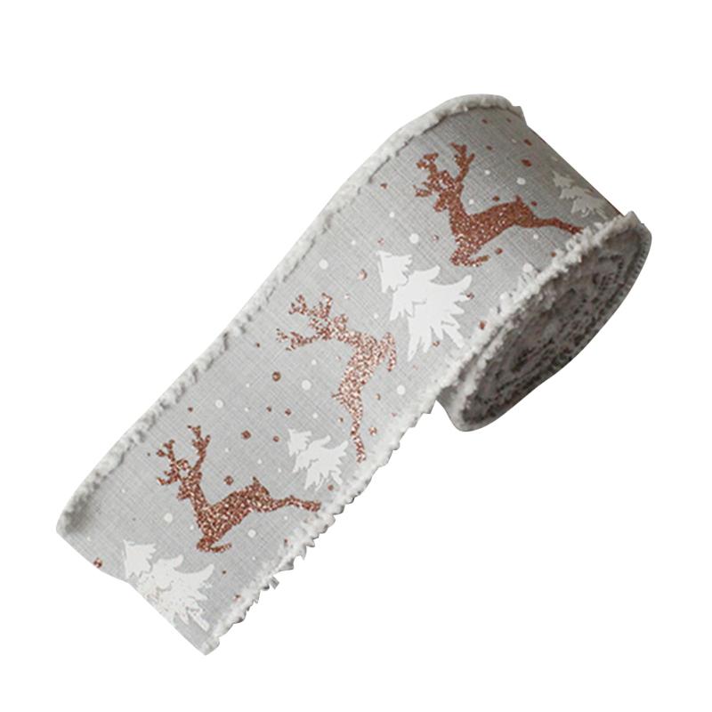 Jultryckt DIY-band Tre färger Älg Julgransband Kransrosett Hantverksband