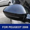 Car Upgrade Matte Black Carbon Fiber Mirror Cover For Peugeot 208 2008 - ABS Rearview Side Door Cap Trim