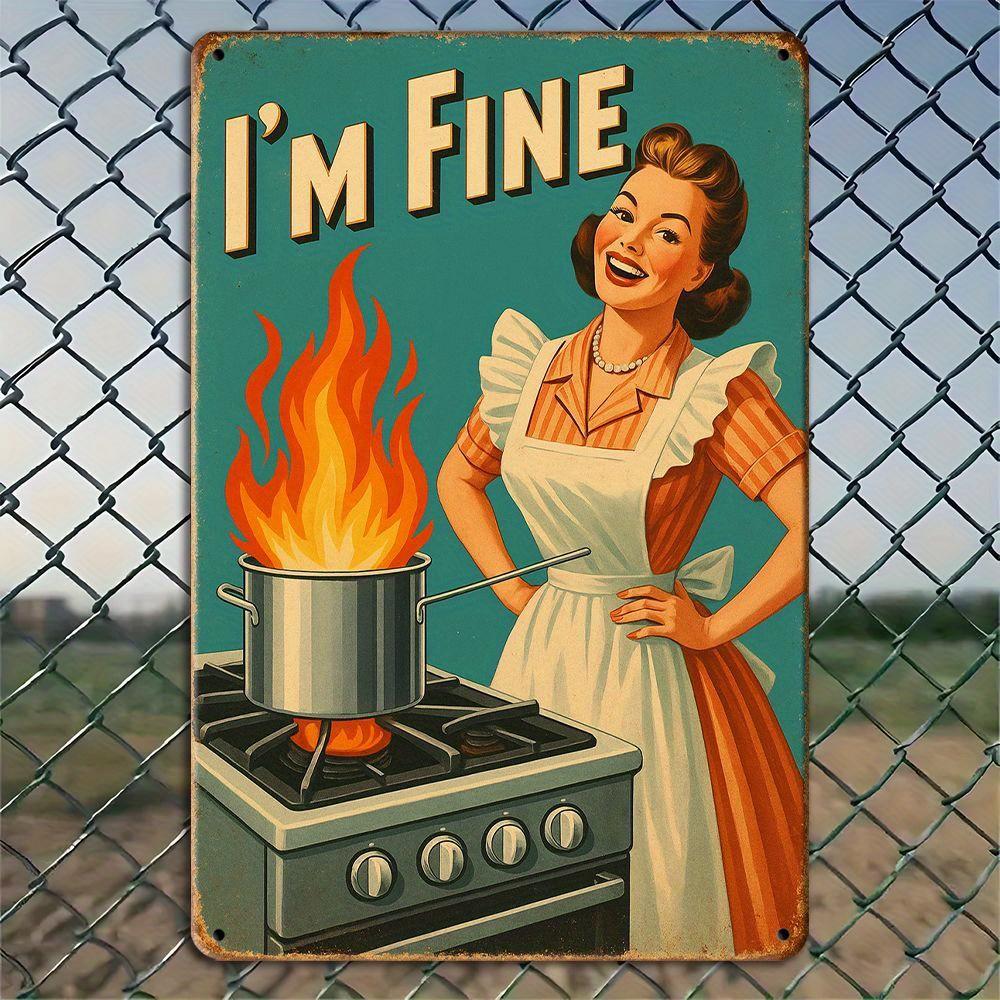 

Vintage Housewife Metal Sign - 8x12 Inch Retro I m Fine Decor for Kitchen & Bar Walls чистый
