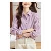 Purple Corduroy Shirt Long-sleeved Spring Simple Commuter Blouse Korean Women's Shirt