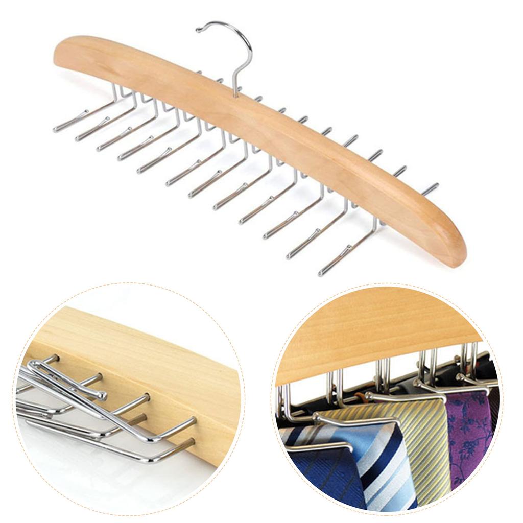 Multifunctional Wooden Hangers With 24 Hooks Belt Underwear Rack Hanger Space Saving Necktie Holder Closet Finishing Organizer