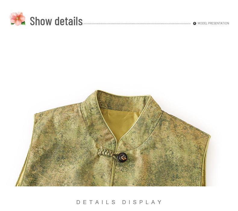 Elegant Spring Vest Suit for Mothers - Mid-Aged Women's National Style Golden Velvet Three-Piece Outfit