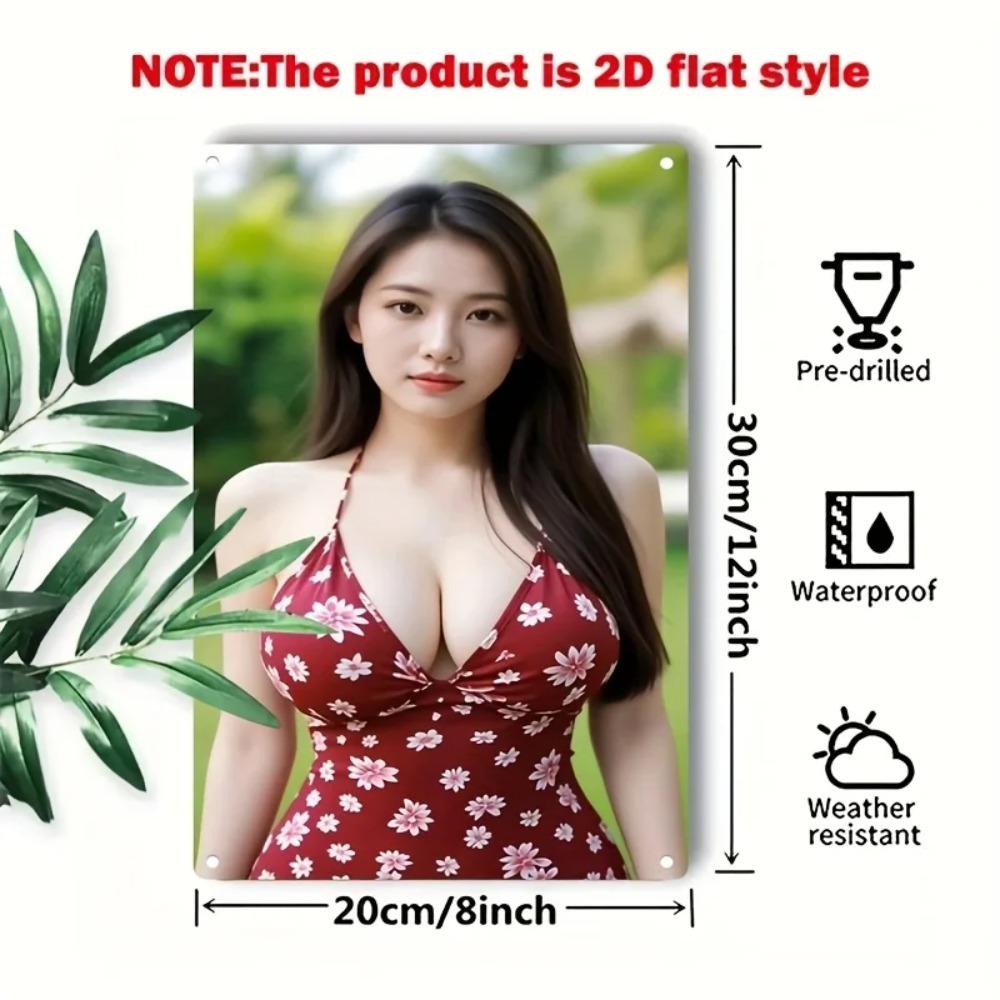 Swimwear Wall Art Metal Sign Waterproof Floral Beach Decor for Home Bar Cafe Holiday Gift