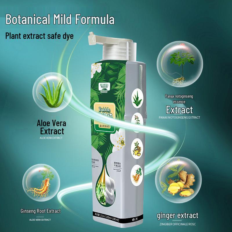 Trendy Plant-Based Bubble Hair Dye for Gray Hair - DIY Unisex Cream, Gentle on Hair