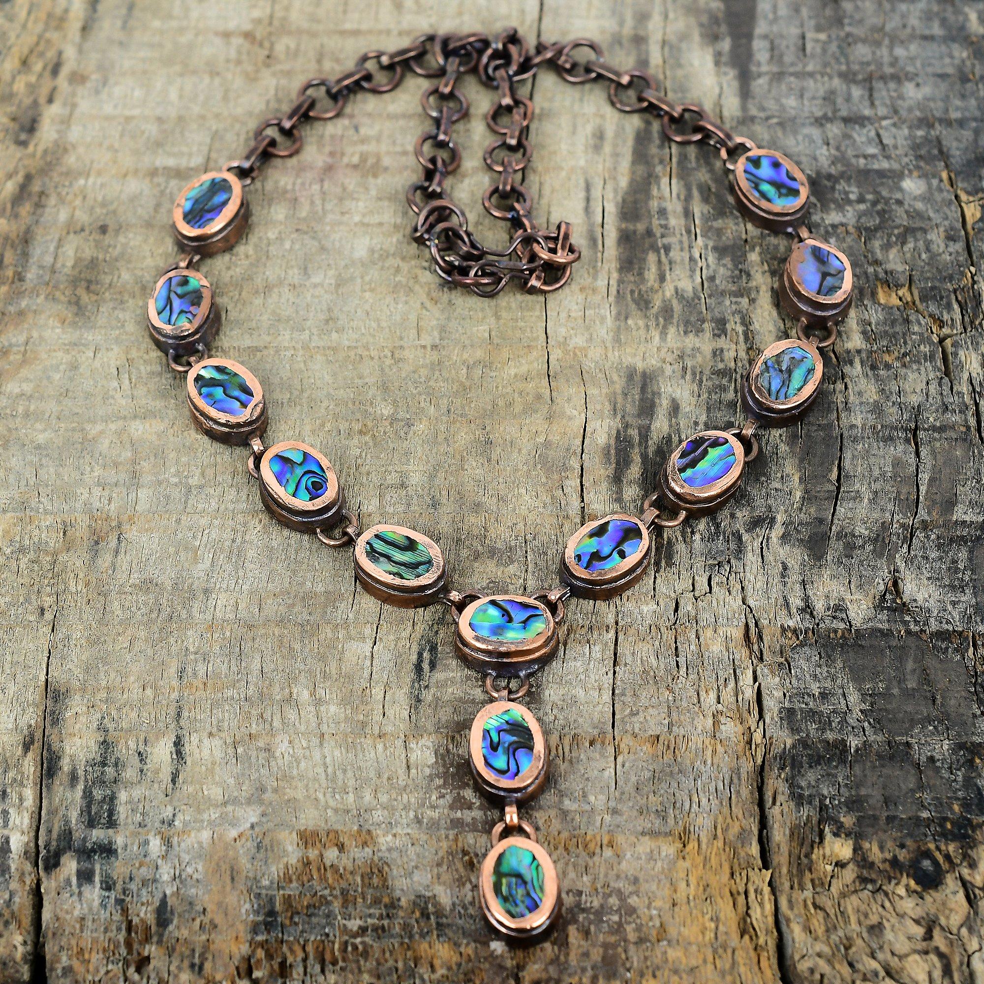 

Ожерелье из раковины абалона, ожерелье из электроформированной меди, ювелирные изделия с драгоценными камнями, ожерелье с регулируемой цепочкой, ювелирные изделия ручной работы с камнями по месяцу рождения, подарки на помолвку Adjustable