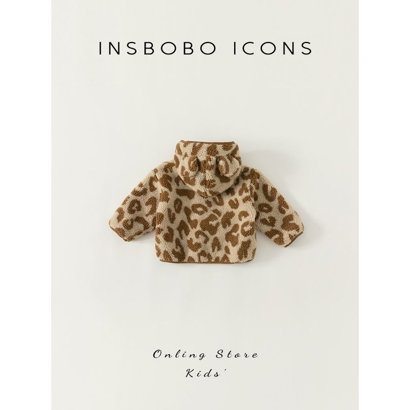 Kids Furry Coat Leopard Print Autumn New Arrival Girl Lamb Wool Clothes Baby Girl Tops Thickened Thermal Autumn Clothing Men