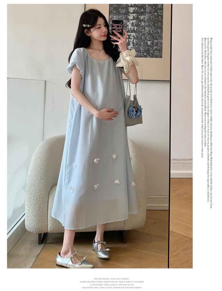 Elegant Korean-Style Maternity Dress 2026: Fresh, Loose, and Lightweight Over-the-Knee Summer Dress