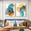 Blue Green Yellow Gold Plant Leaf Abstract Nordic Canvas Print Wall Art Painting Modern Picture Living Room Decoration No Frame