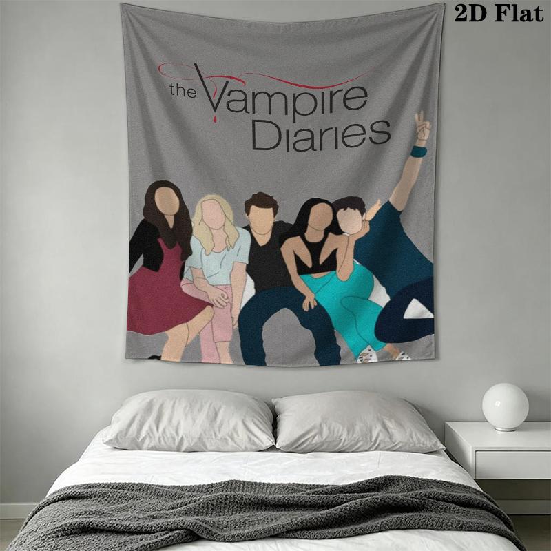 The Vampire Diaries Wall Tapestry Aesthetic Wall Hanging Printed Fabric Blanket Decorative Tapestries for Bedroom Living Room Home Decor