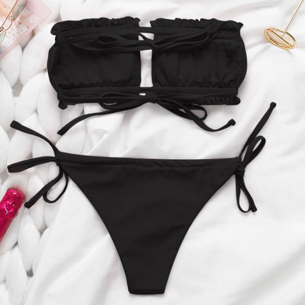 Sexy Womens Swimsuit Push-Up Sutiã Acolchoado Listrado Impressão Banho Swimwear Macacão