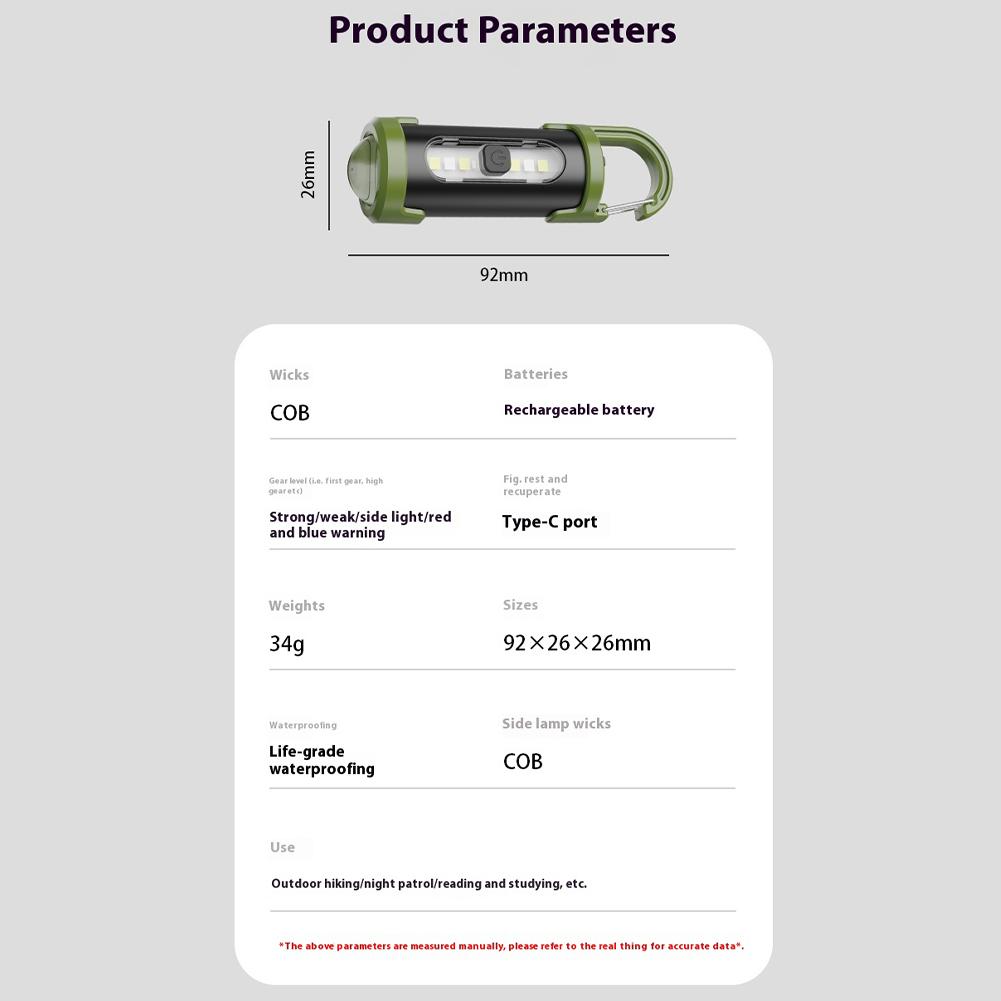 Mini Flashlight Multifunctional COB LED Keychain Flashlight 4 Light Modes Ultralight Camping Flashlight for Outdoor Emergency