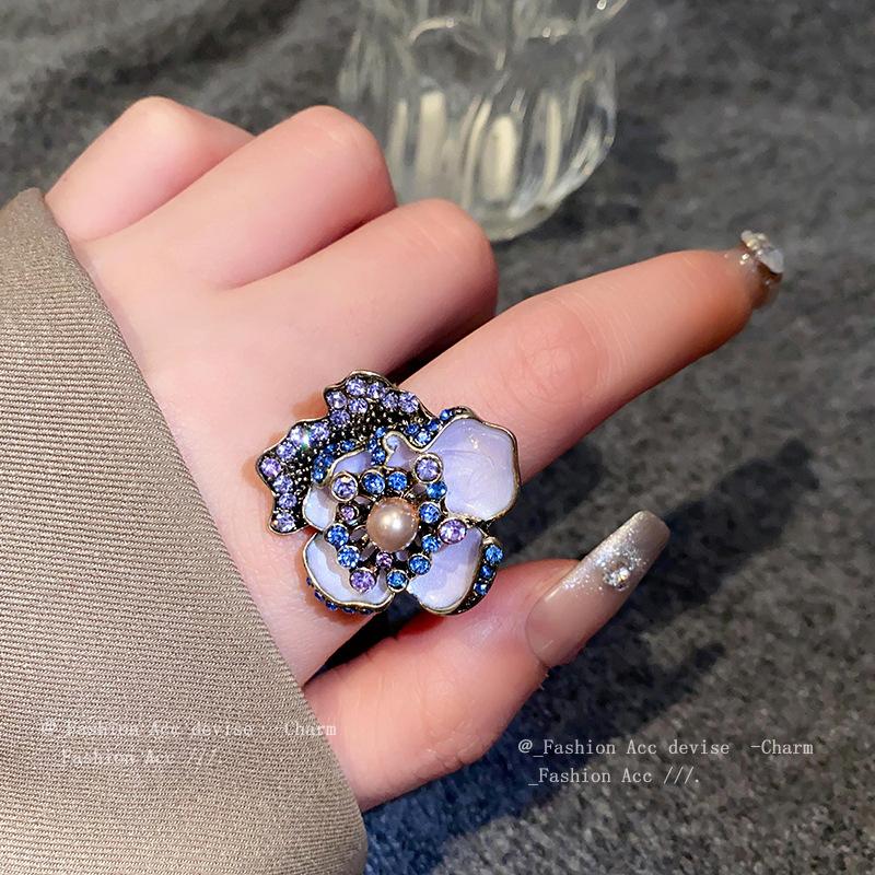 Silver Needle Diamond Pearl Flower Earrings New Niche Earrings Retro Versatile Premium Earrings Women