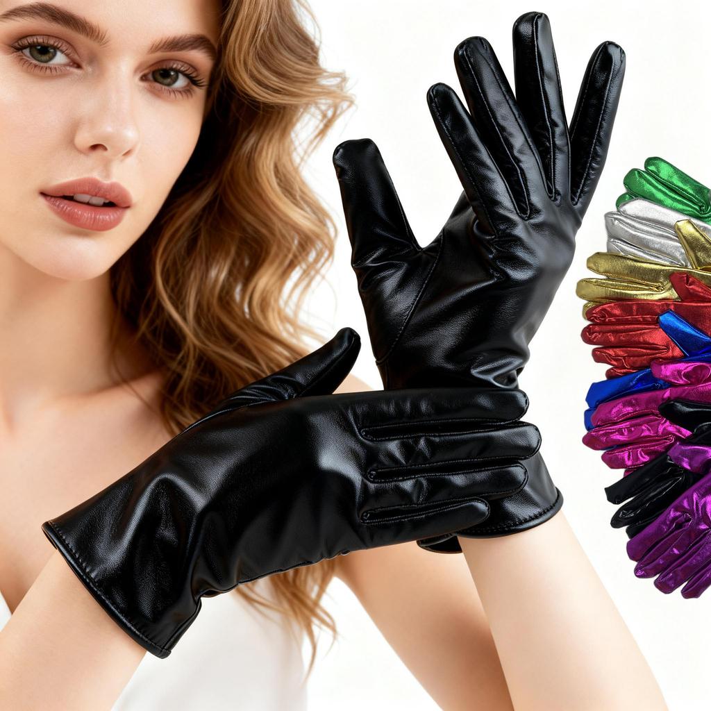 Short Patent Leather Cosplay Gloves Punk Performance Gloves Nightclub Dance Performance Clothing Gloves