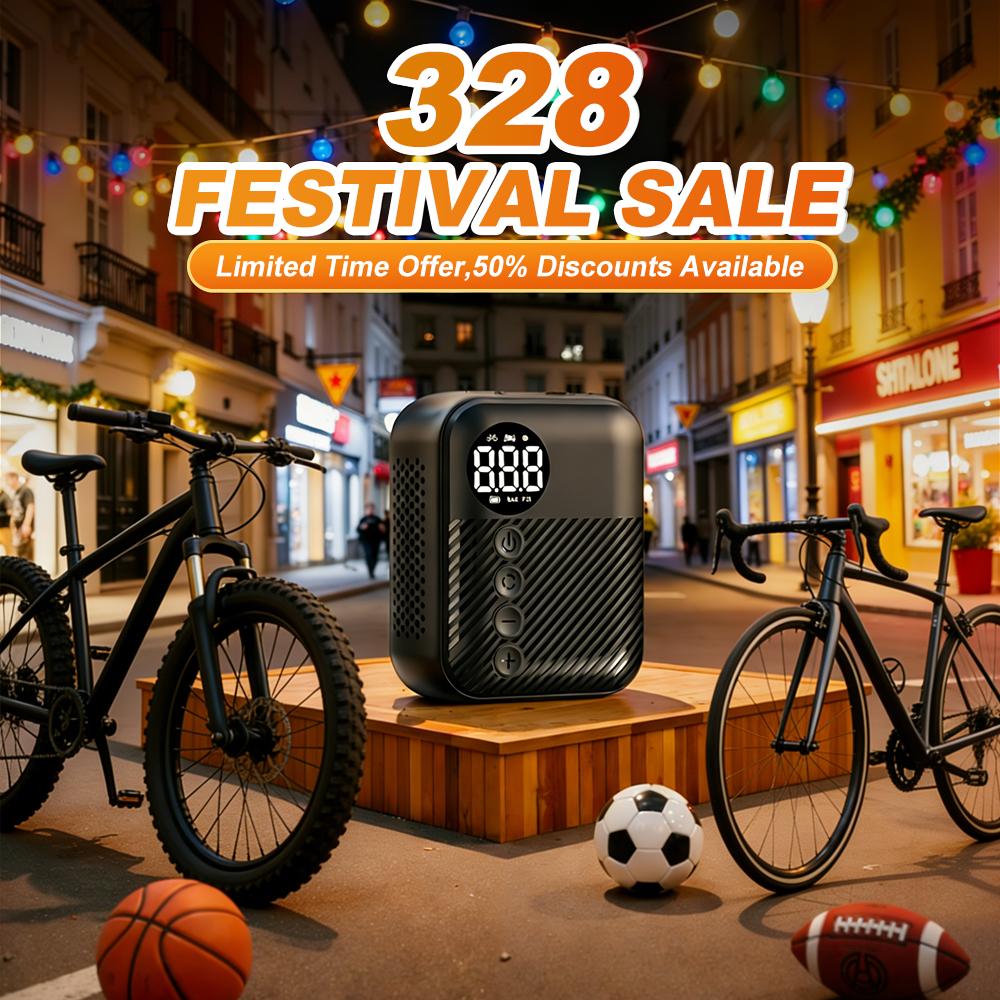 Carsun Mini Portable Electric Bicycle Pump Wireless Tire Inflator 150Psi Max 480Mah Battery with Display