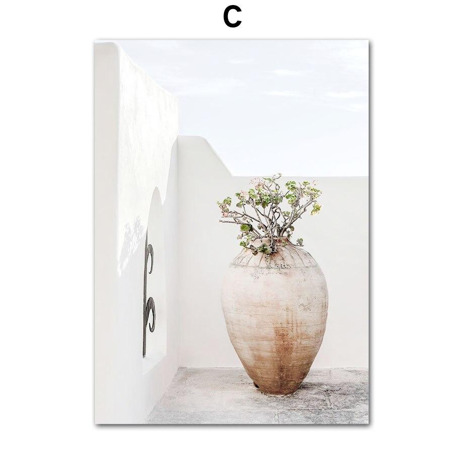 Santorini Beach nadmorskie miasto krajobraz plakatykwiaty rower obraz ścienny na płótnie i drukuje obraz do wystroju salonu