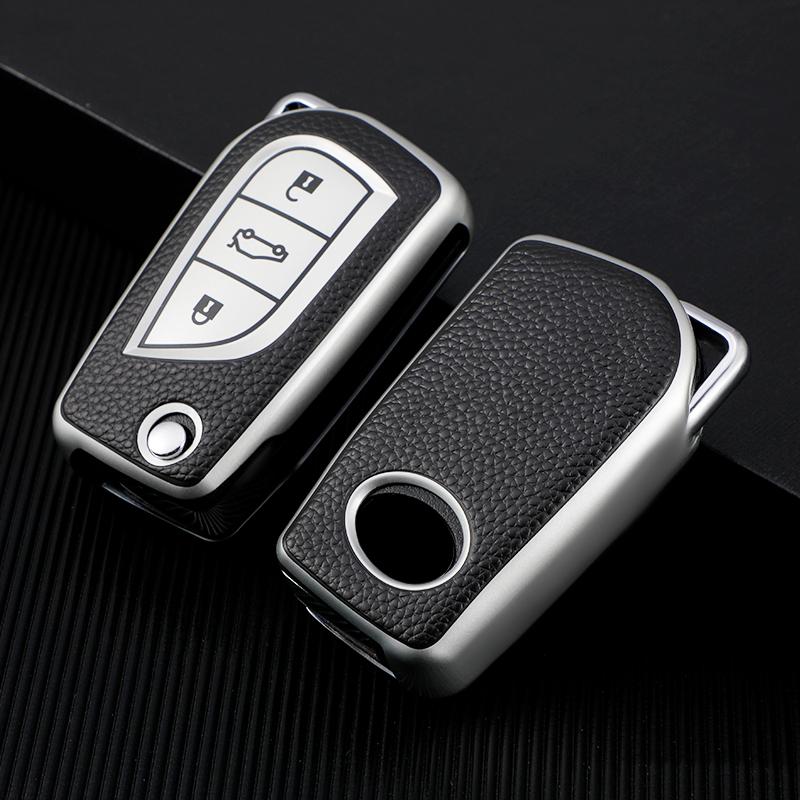 Tpu Key Case For Toyota Corolla Levin Verso Yaris 2014 Auris Aygo Rav4 Scion Leather Folding Car Accessories