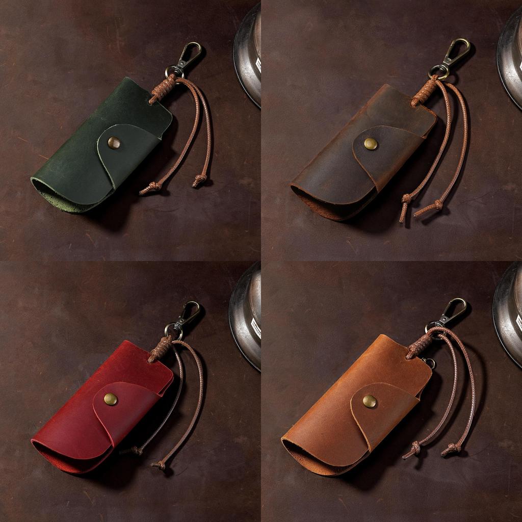 Leather Key Wallet With Vintage Cowhide For Daily Use And Gift