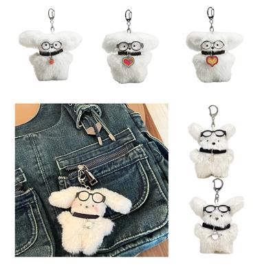 Plush Dog Keychain Cartoon Animal Pendant Keyring Fashionable Key Rings Jewelry Accessories for Backpacks and Phones
