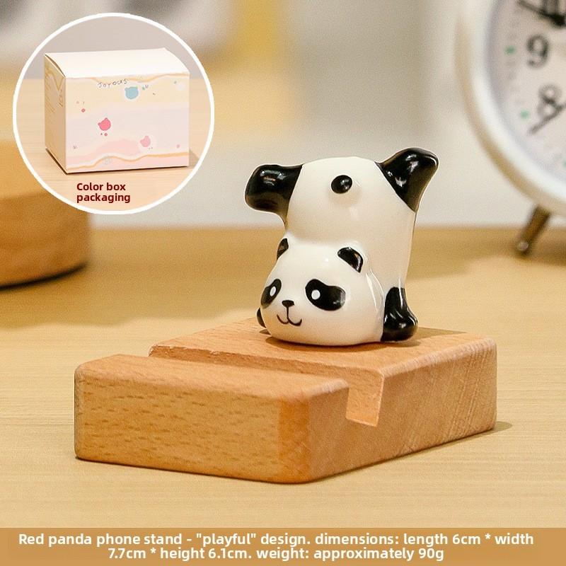 Panda Phone Stand Cute Resin Desk Accessory For Office Gifts And Home Decor