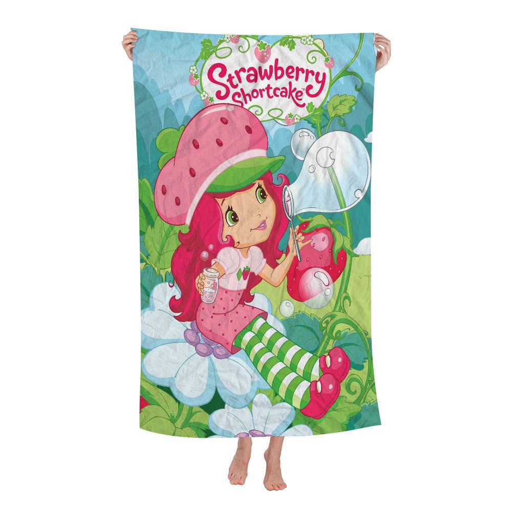 Animation S-Strawberry Cartoon S-Shortcake Microfiber Blanket Beach Towels Oversized Printing Super Absorbent Pool Towel