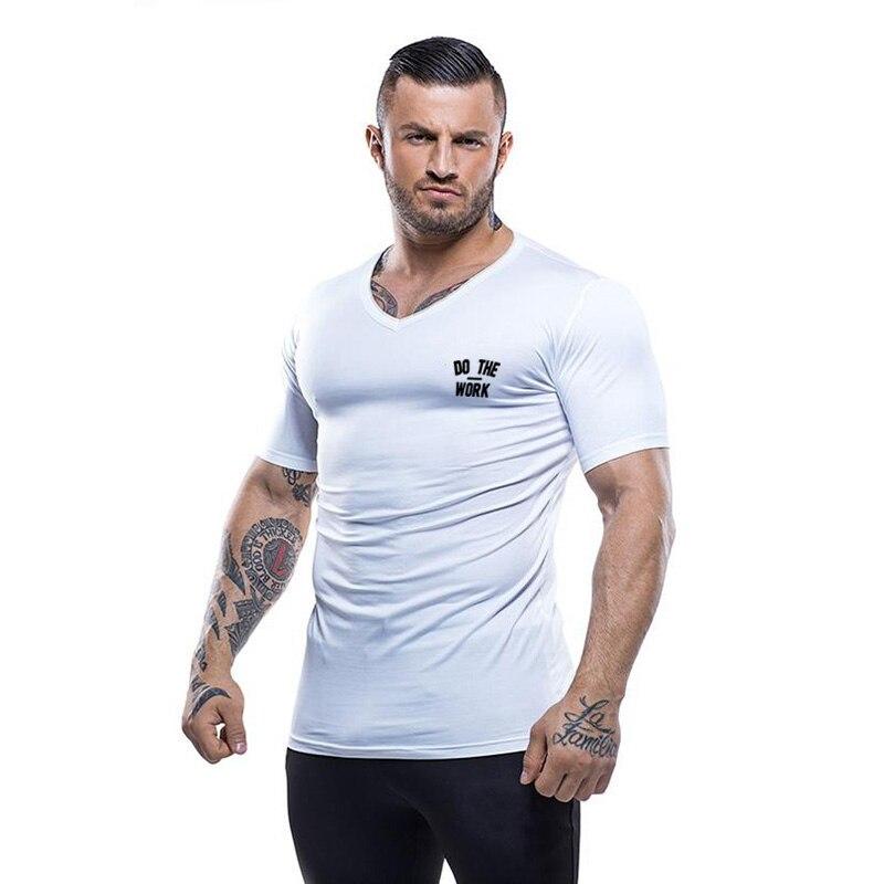 Muscleguys New Brand  Mens Pritned V-neck Short Sleeve Comfortable T-shirt Cotton Fashion Tops Casual Breathable Short Sleeve Tees