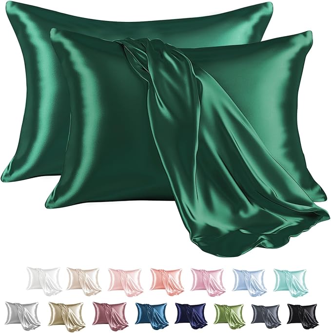 2PCS Satin Pillowcase Gifts Luxurious and Silky Throw Pillows with Envelope Closure 20x36 Inches Pillow Cover for Hair and Skin