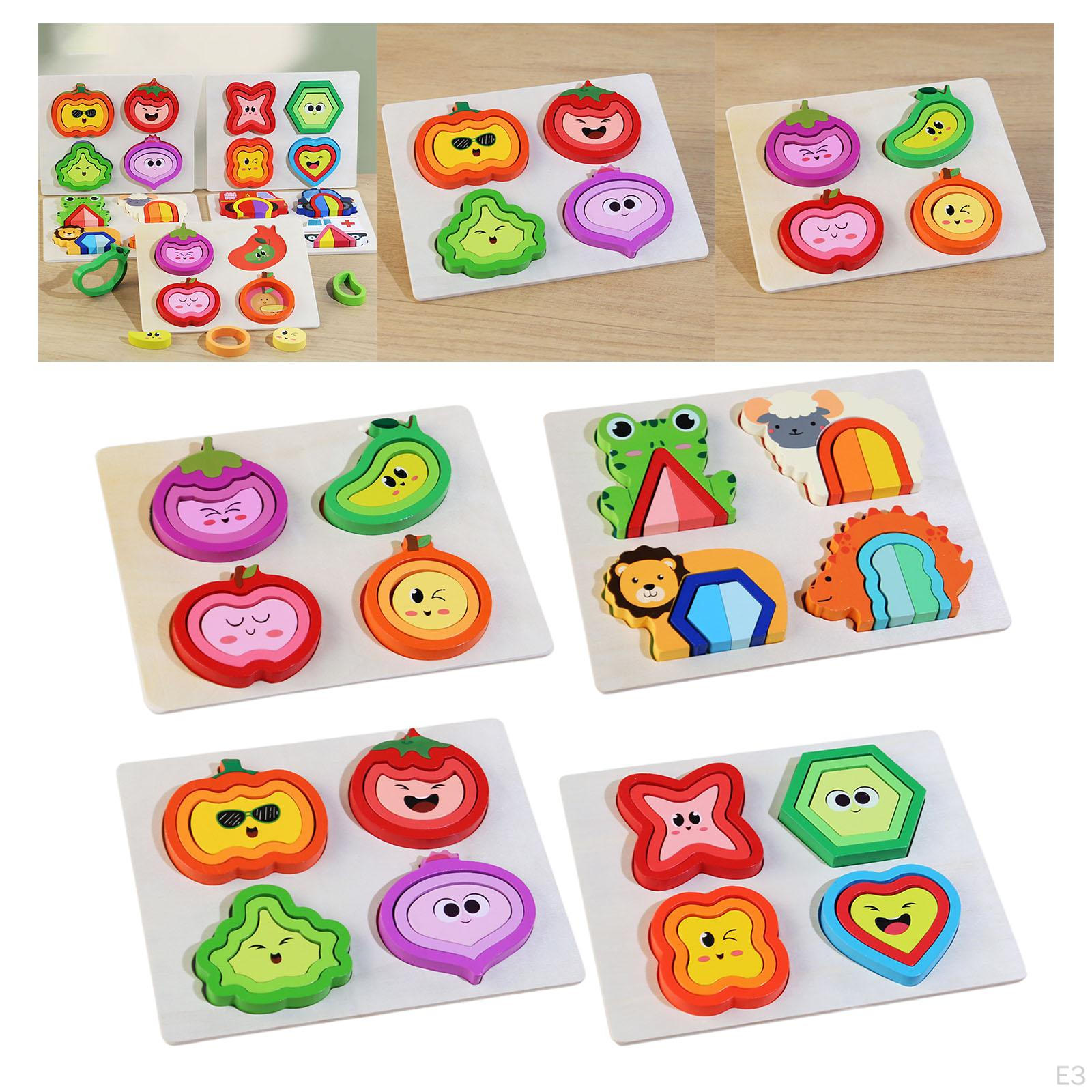 Деревянные пазлы-головоломки Развивающая игрушка Детские игрушки Распознавание цвета — фото 4