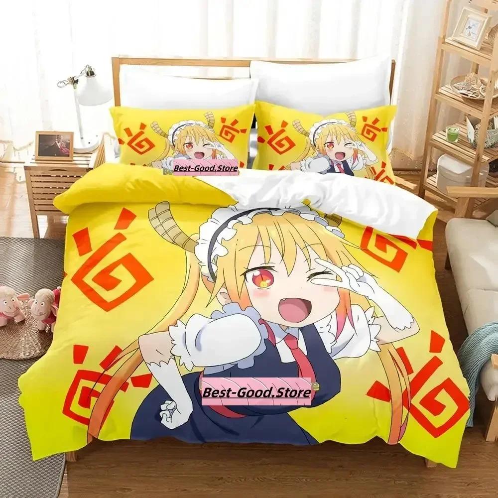 Mis Kobayashi's Dragon Maid Beding Set Printed Bed Linen Set With Pilowcase Bed Soft Duvet Cover Soft Quen Super King-Sized Dimensionsd Dimensions
