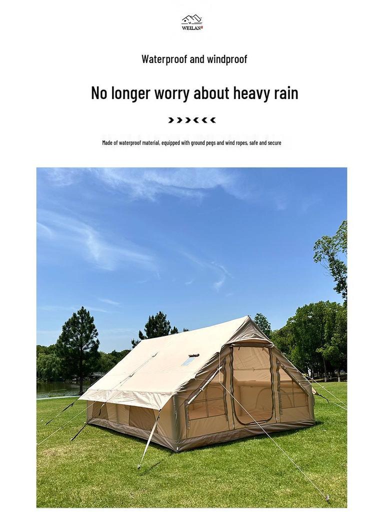 Windproof PVC Inflatable Tent for 3-4 People with Thickened Air Columns