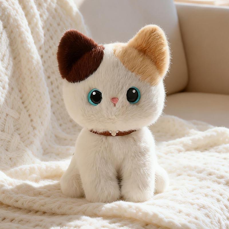 2025Cm Zittende Kat Poppen Pluche Speelgoed Kleine Kitten Pluche Zwart Wit 3-Kleuren Siamees Kat Troostend Cadeau 20cm