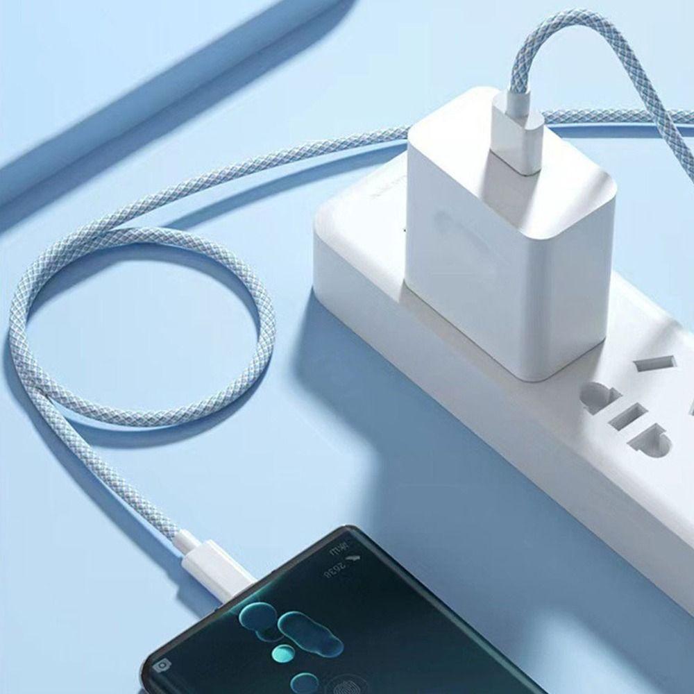 66W 6A 66w Braided Data Cable Colourful Weave Weaving 66W Fast Charging Cable Data Transfer