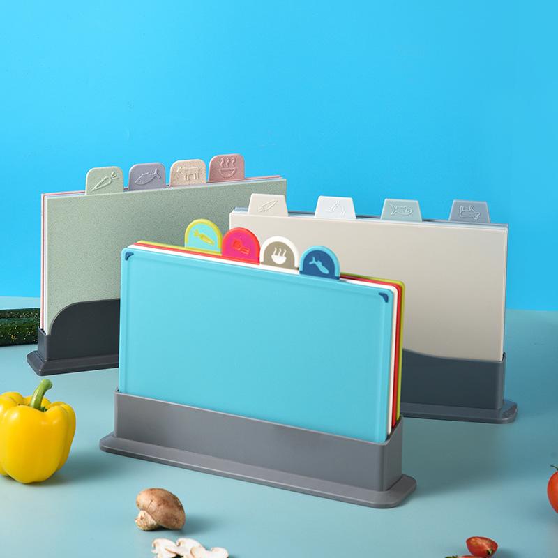 Creative Kitchen Cutting Board Set: Wheat Straw & PP Plastic - Four-Piece Food Classification Boards