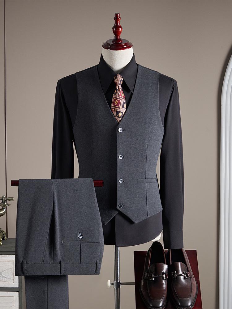Douyin Bestseller Men's Notched Lapel Business Casual Three-Piece Suit Set