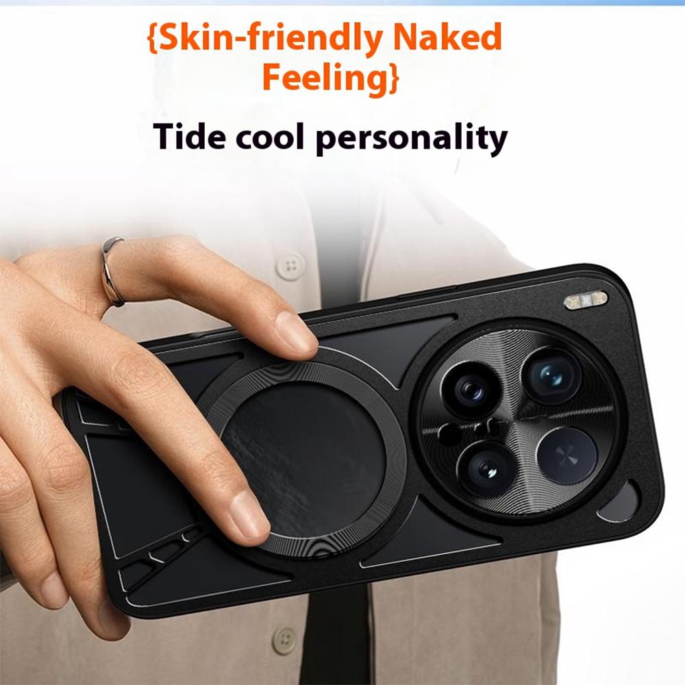 For vivo X200 Ultra 5G Case Magnetic Kickstand Hollow Heat Dissipation Silicone+PC+Metal Bumper Phone Cover