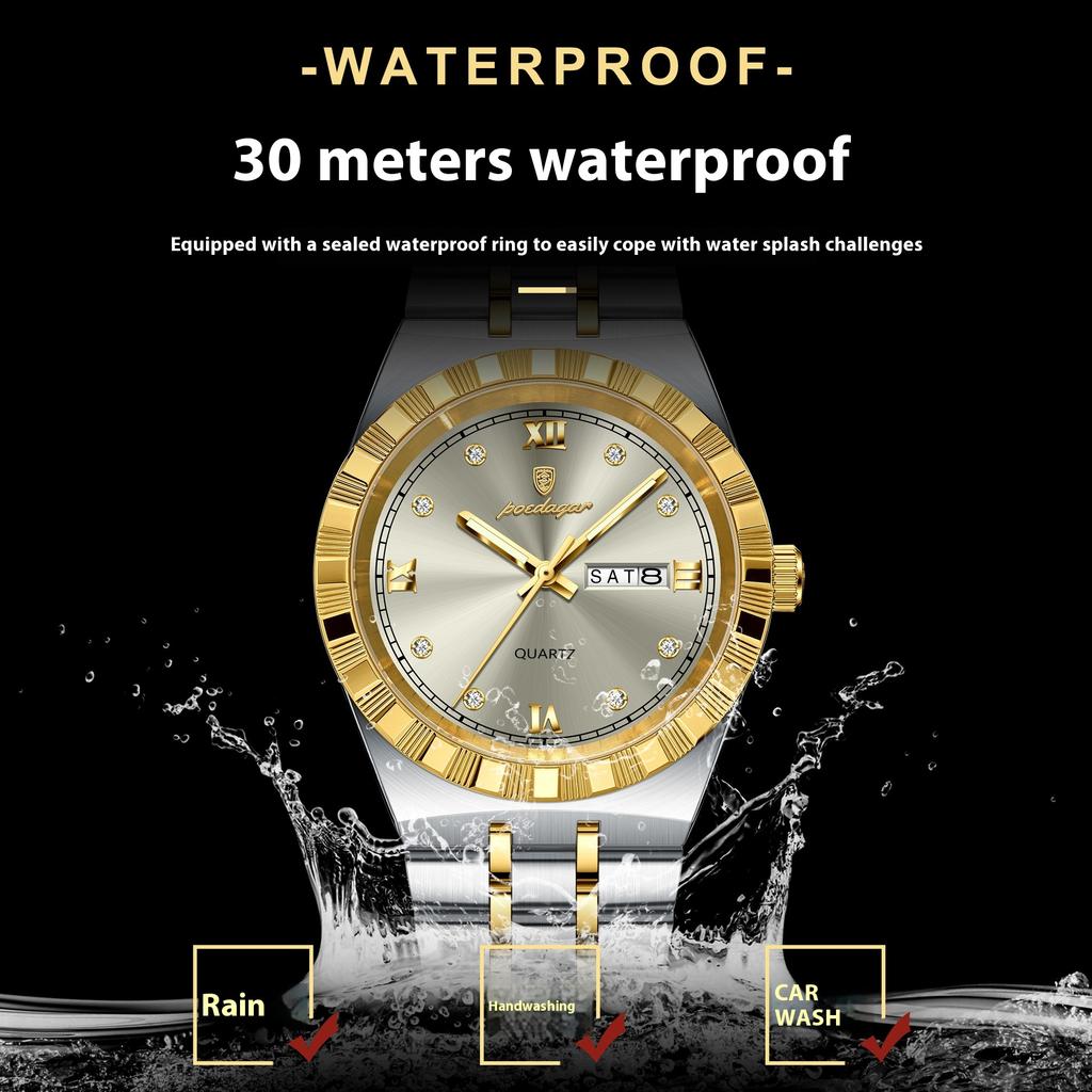 Top Brand Luxury Ultra-thin Men's Watch Diamond-encrusted Waterproof Luminous Quartz Watch
