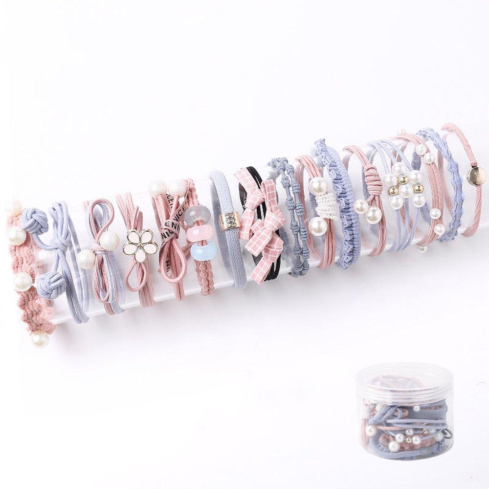 A Set of 16 High-elasticity Elastic Hair Ties with New Styles Every Day.