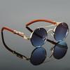 New Retro Imitation Wood Grain Women Sunglasses Men'S Round Travel Sun Glasses Women'S Fashion Trend Uv Protection Glasses