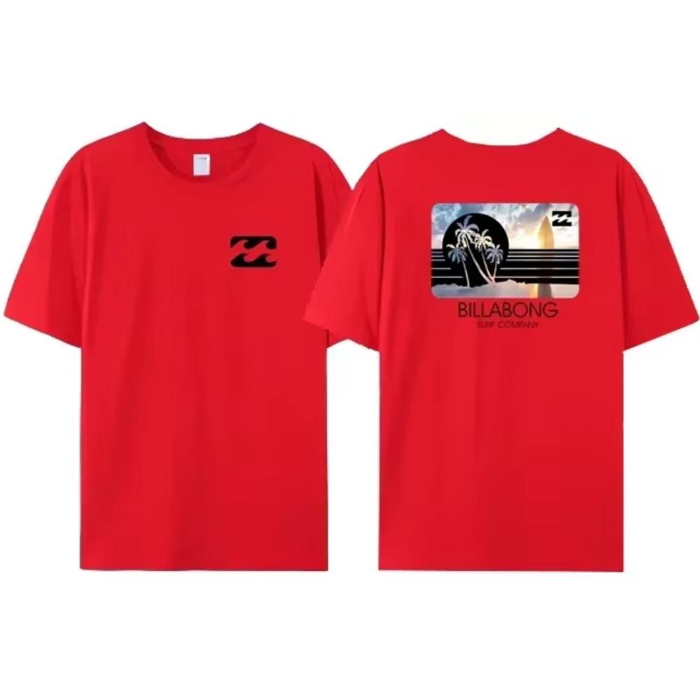 Wave New Men's Summer Billa-bong T-shirt 100_ Cotton Double Sided Printing High Quality Casual Top Tees
