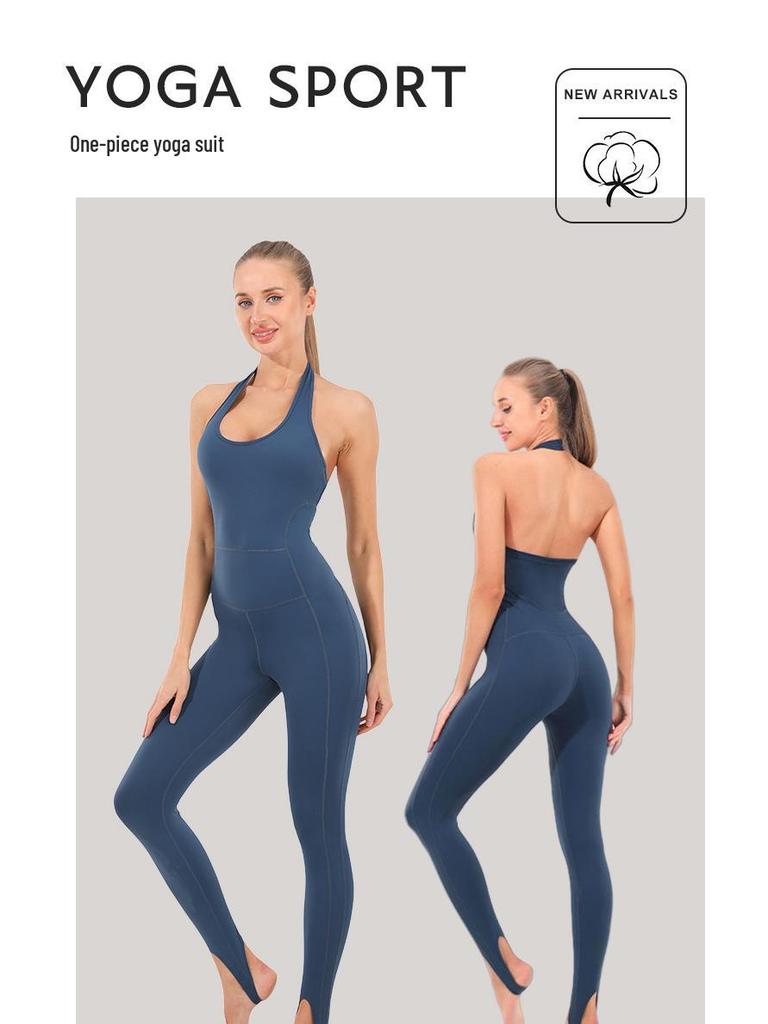New Women's Slim Fit Quick-Dry Yoga Jumpsuit - Spring/Summer Sports Sweat-Wicking Fitness Set