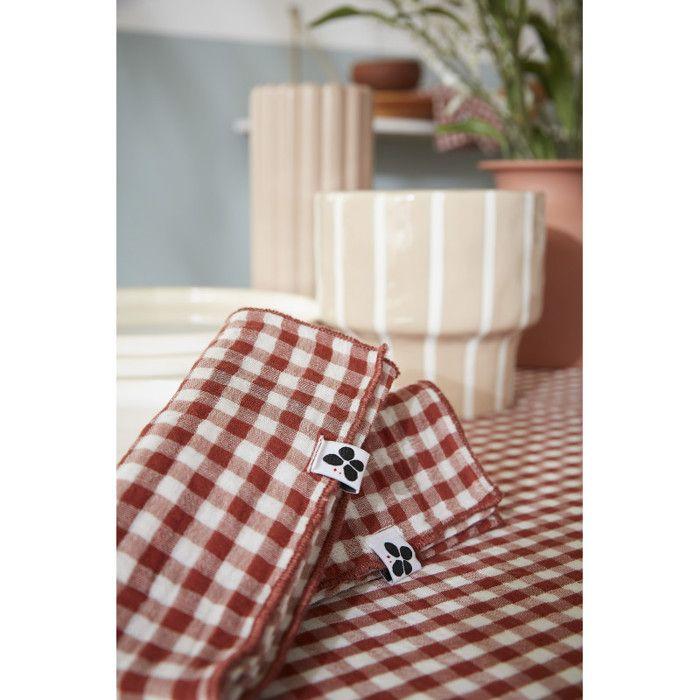 Lot de 3 serviettes de table "Vickie" 40 x 40 cm Tissé teint "Gaze de Coton" - Terracotta