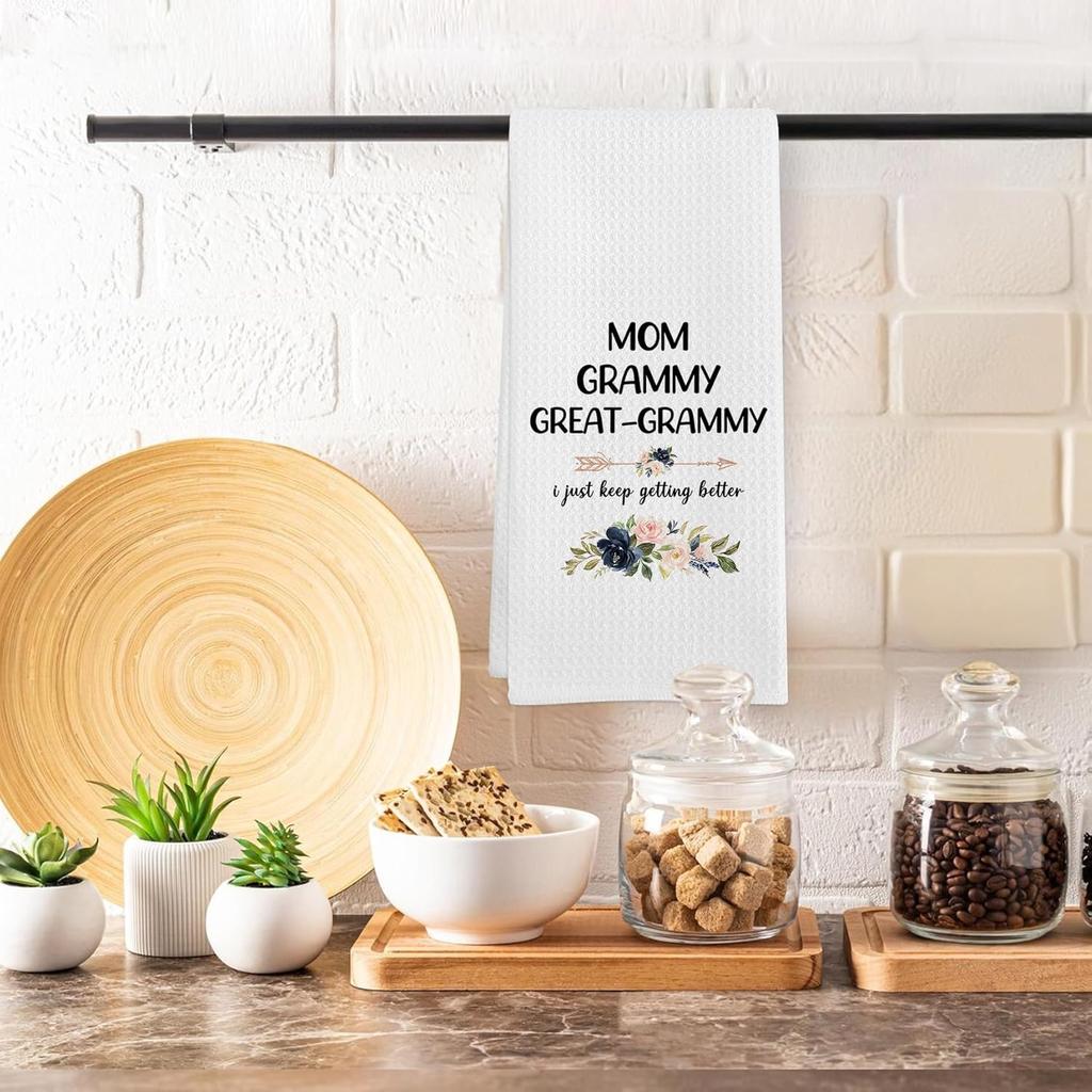 Great Grammy Floral Gifts Kitchen Towels, Grammy Dish Towels, Mom Gifts for Mothers Day Birthday, Grandma Decorative Hand Towel Tea Towel for