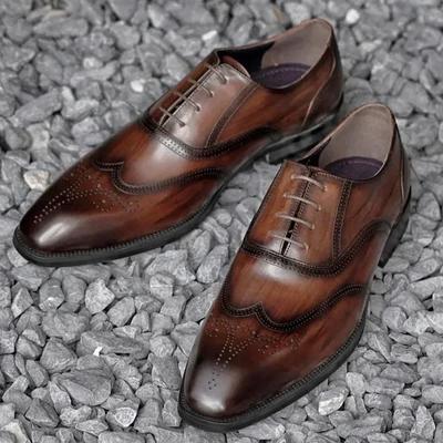Fashion Block Square Head Comfortable PU Leather Shoes New Fashion Lace Up Wedding Business Dress Shoes For Men 2024 Spring Autumn