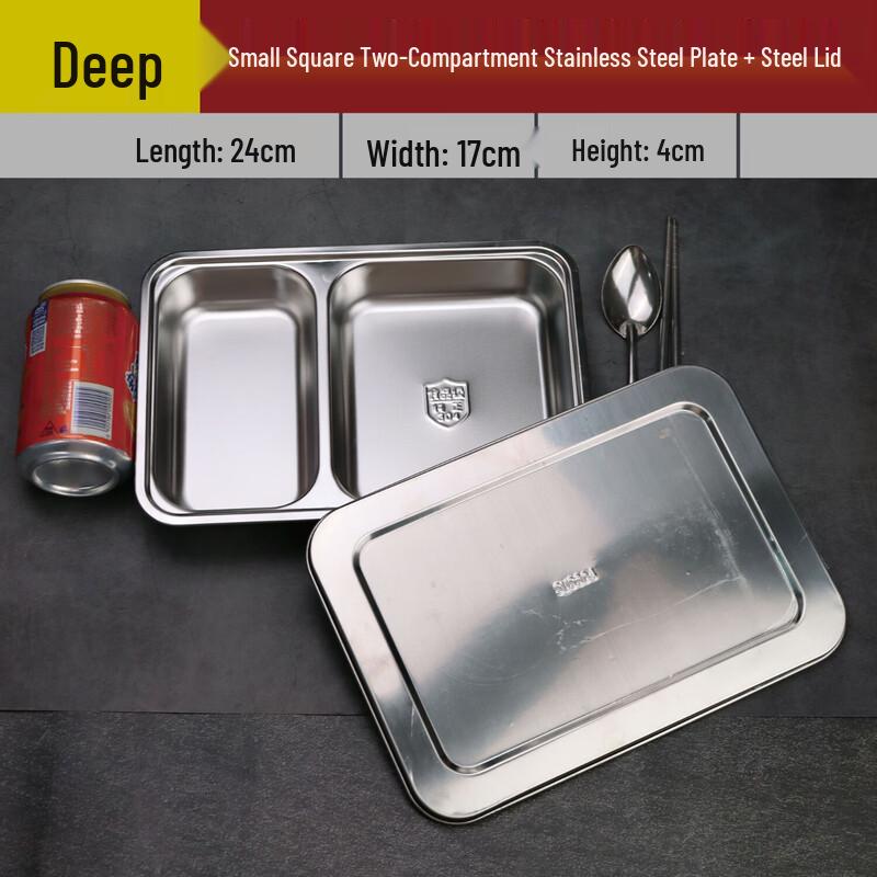 

Stainless Steel 5-Compartment Divided Meal Tray with Lid