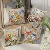 Bunte Blumen 3D-Druck Nordische Heimdeko Kissenbezug Schlafzimmer Wohnzimmer Sofa Dekoration Polyester Kissenbezug mit Reißverschluss