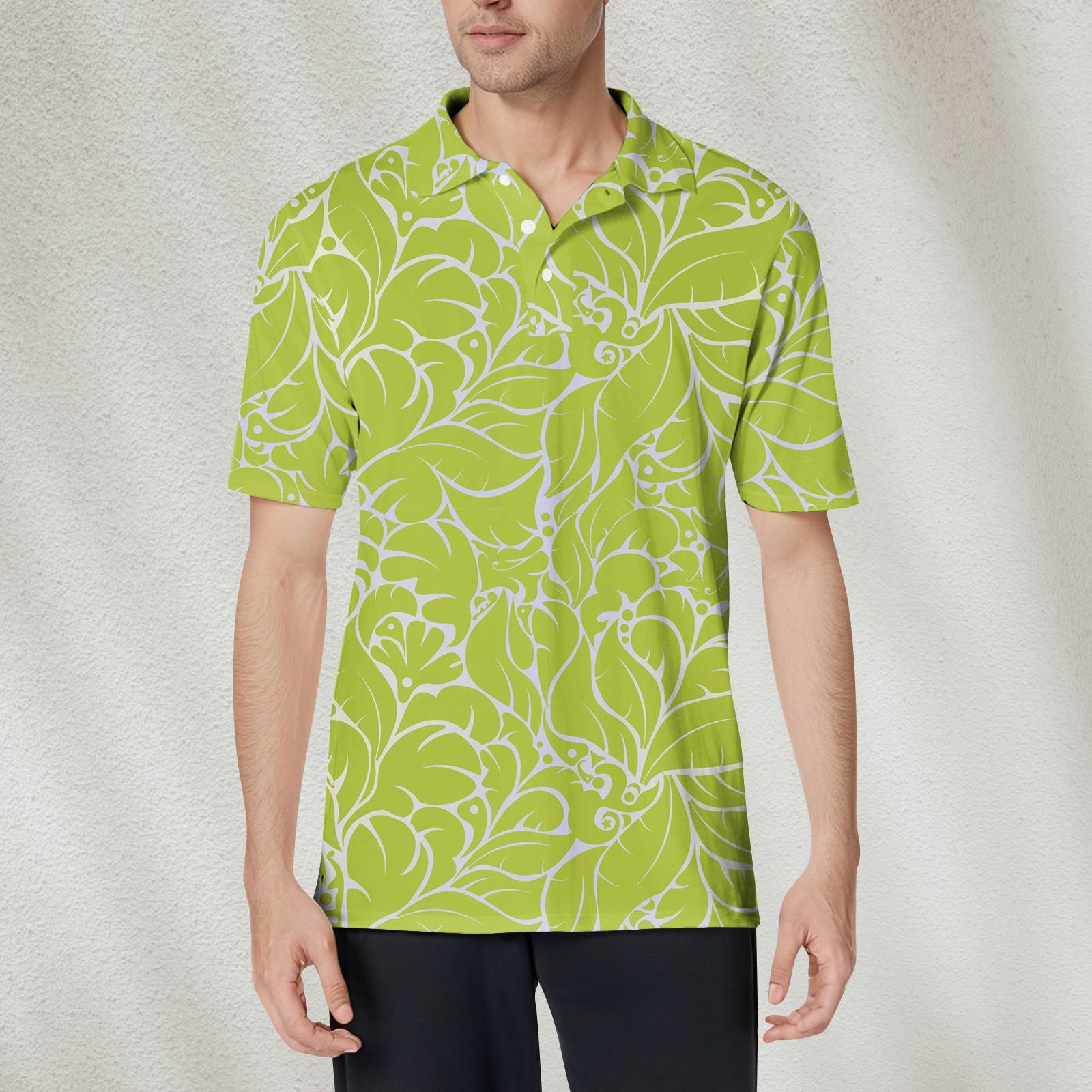 

Мужская модная рубашка с коротким рукавом из мягкого хлопкового воротника с принтом S зелёный