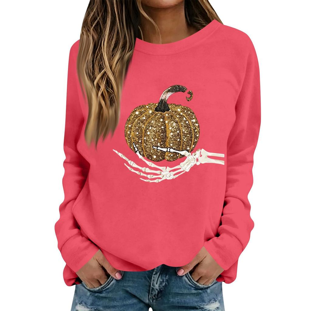 Women's Halloween Print Long Sleeve Neck Casual Top
