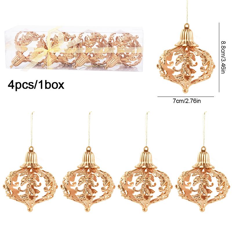 

4/8 шт. Рождественские шары, украшения, золотая полая звезда, подвеска, рождественская елка, подвесное украшение для дома, подарки на Новый год 2025 г. 4pcs-ellipses