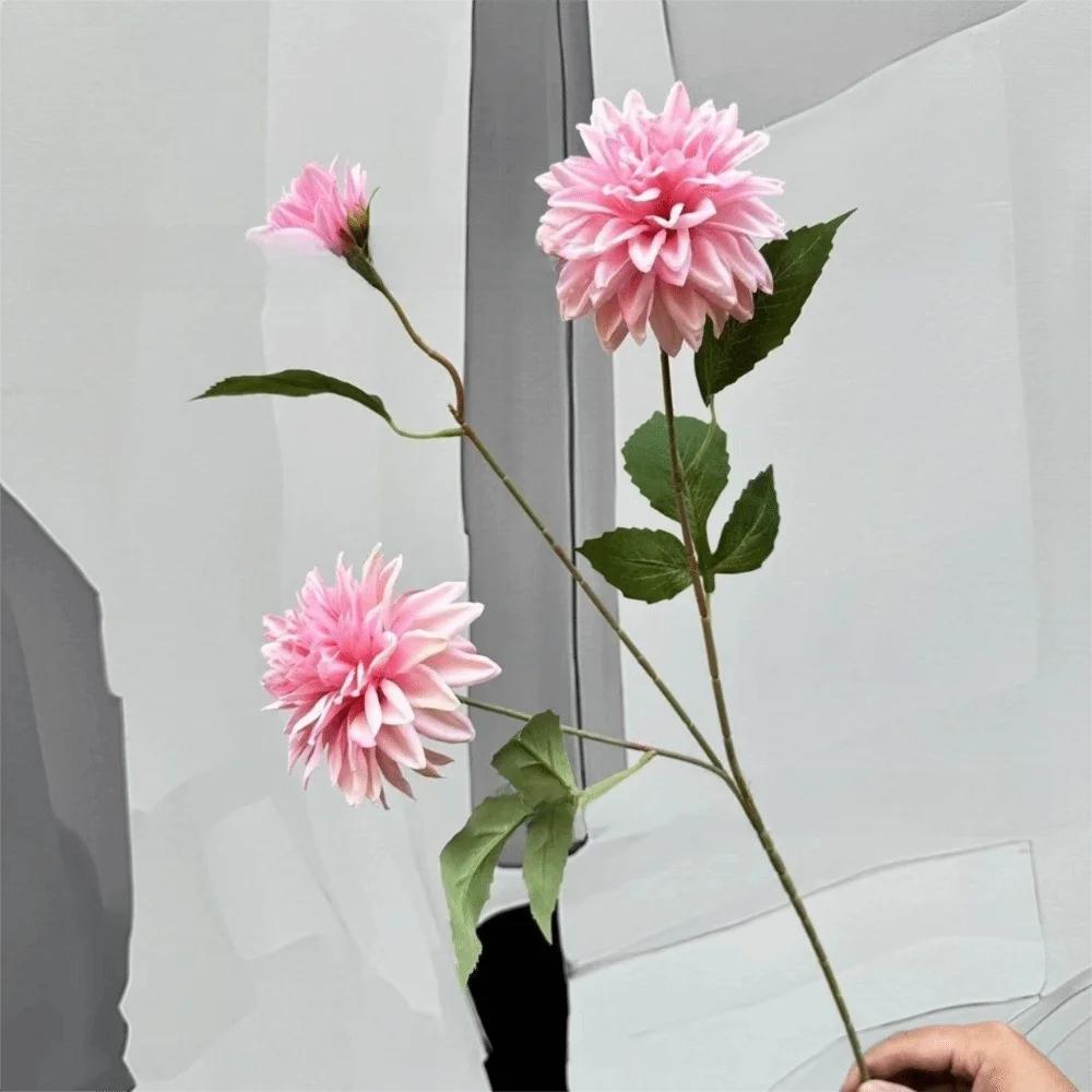 New 72cm Artificial Dahlia Flower 3 Heads Long Branch Faux Flower Floral Arrangement Hydrangea Flower Wedding Decor