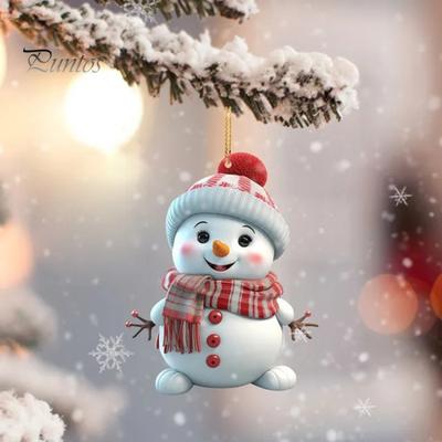 5 Pcs Christmas Snowman Pendant Acrylic Cartoon Snowman Hanging Ornaments Holiday Christmas Tree Hanging Snowmen for Home Decor